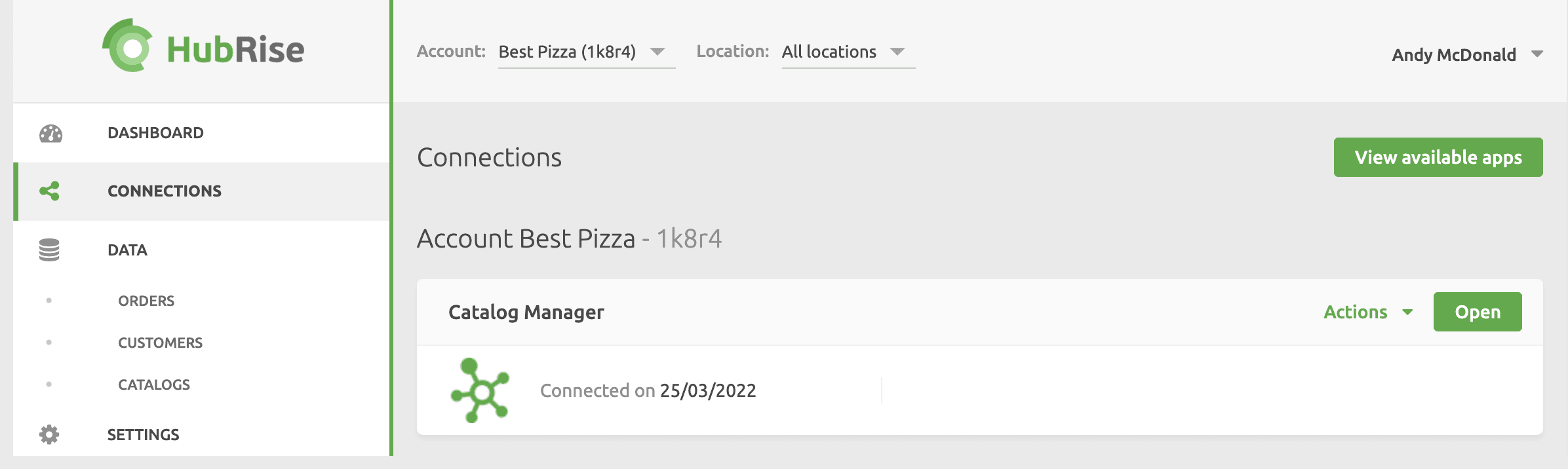Catalog Manager Connections