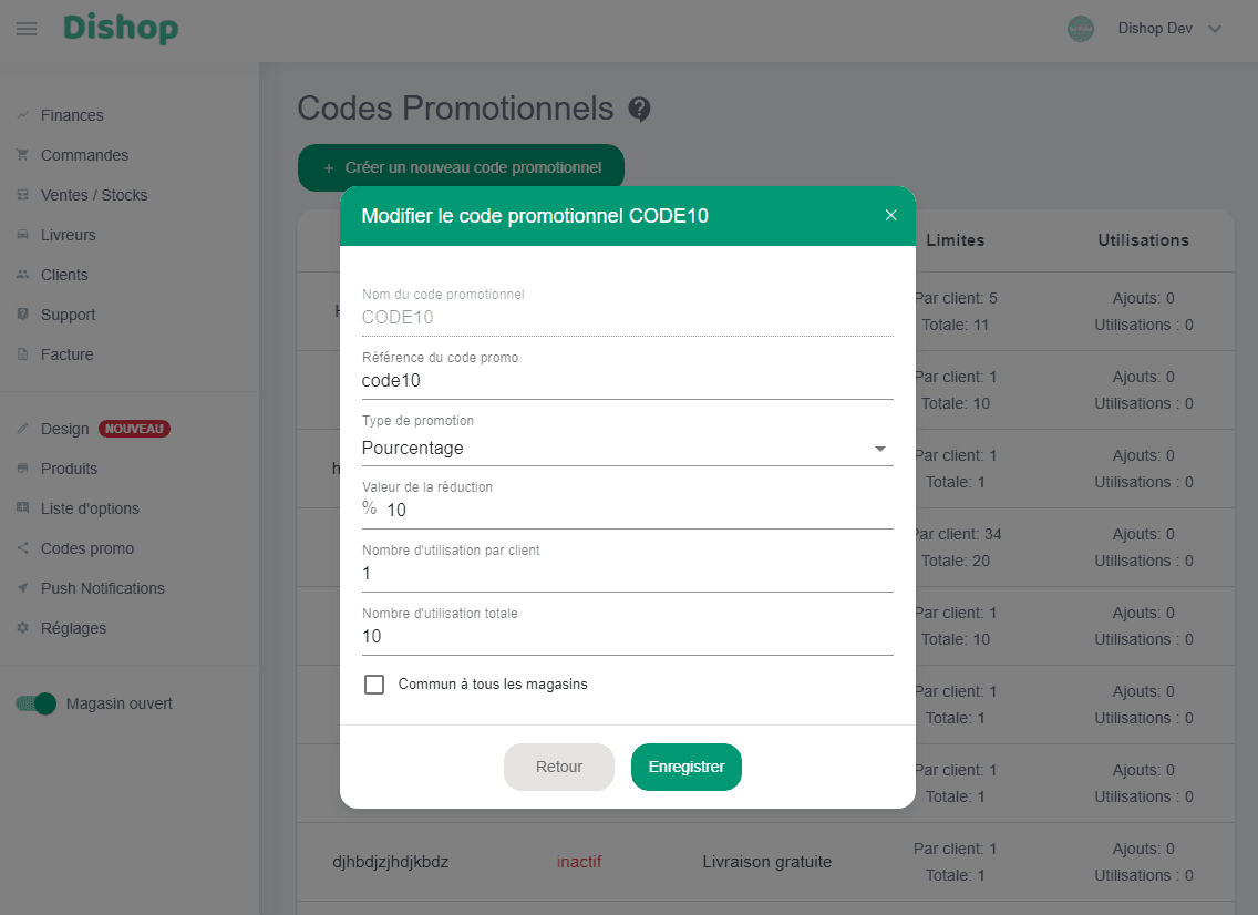 Associer les codes ref - Codes promo