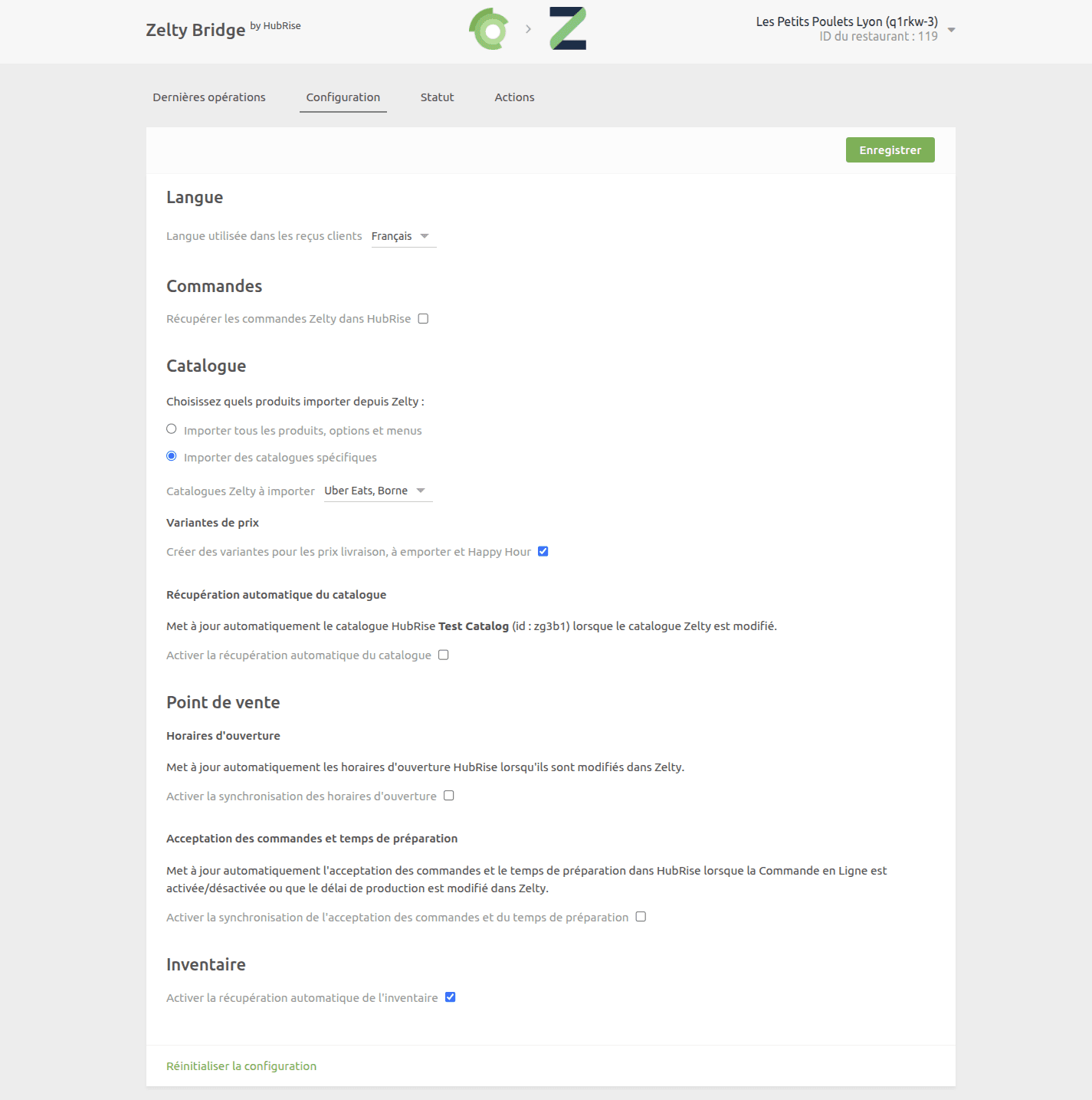 Page de configuration - Étape 2