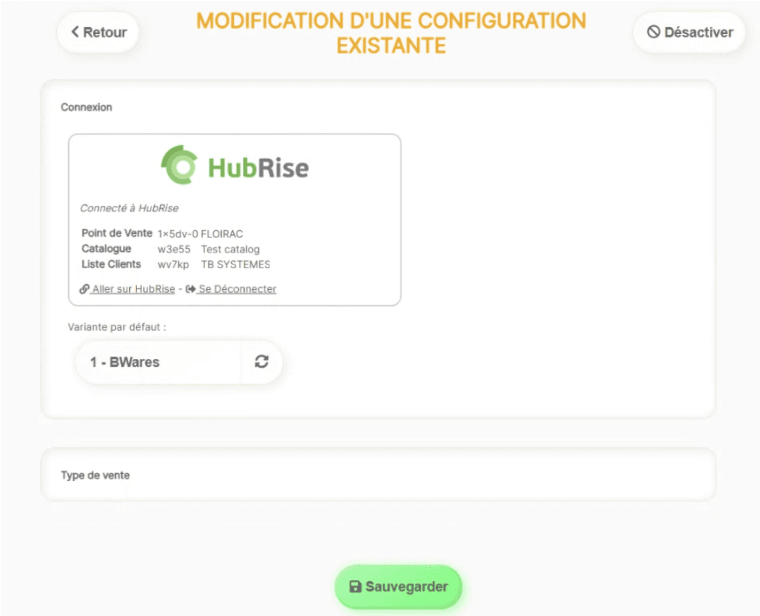 BWares, déconnexion de HubRise