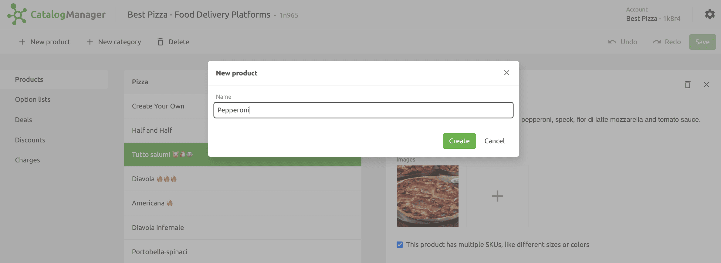 Catalog Manager Create New Product