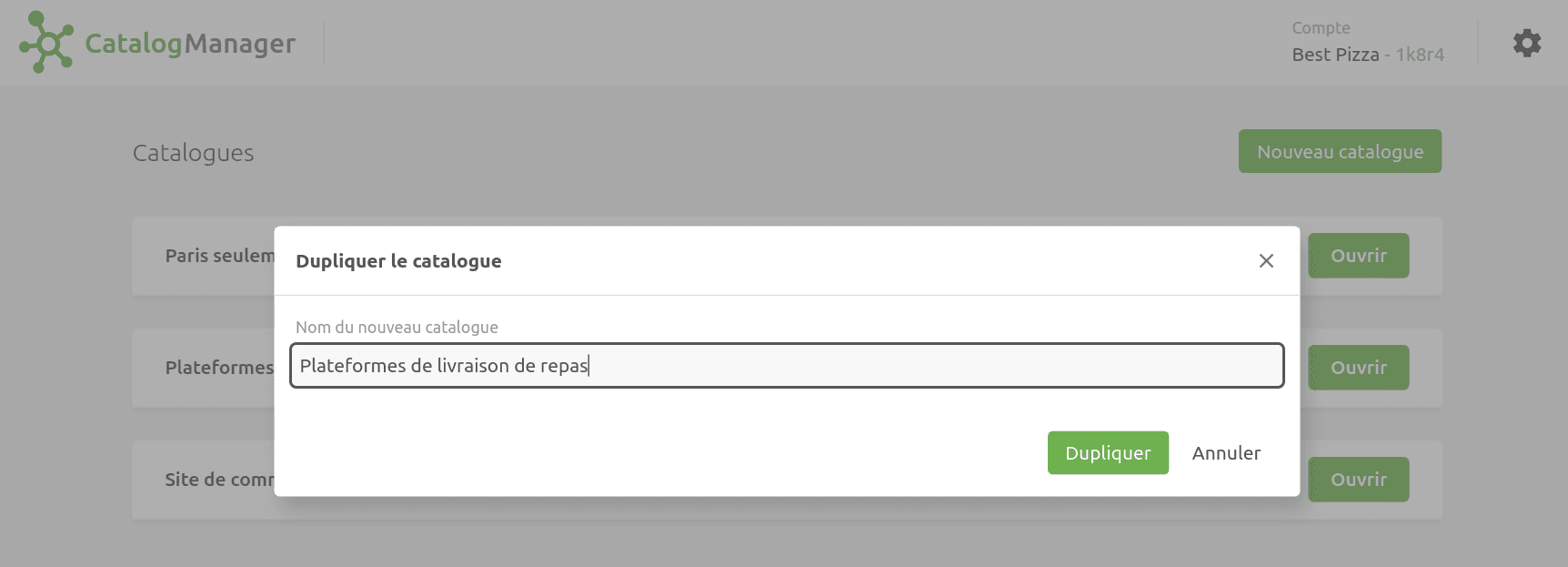 Dupliquer un catalogue