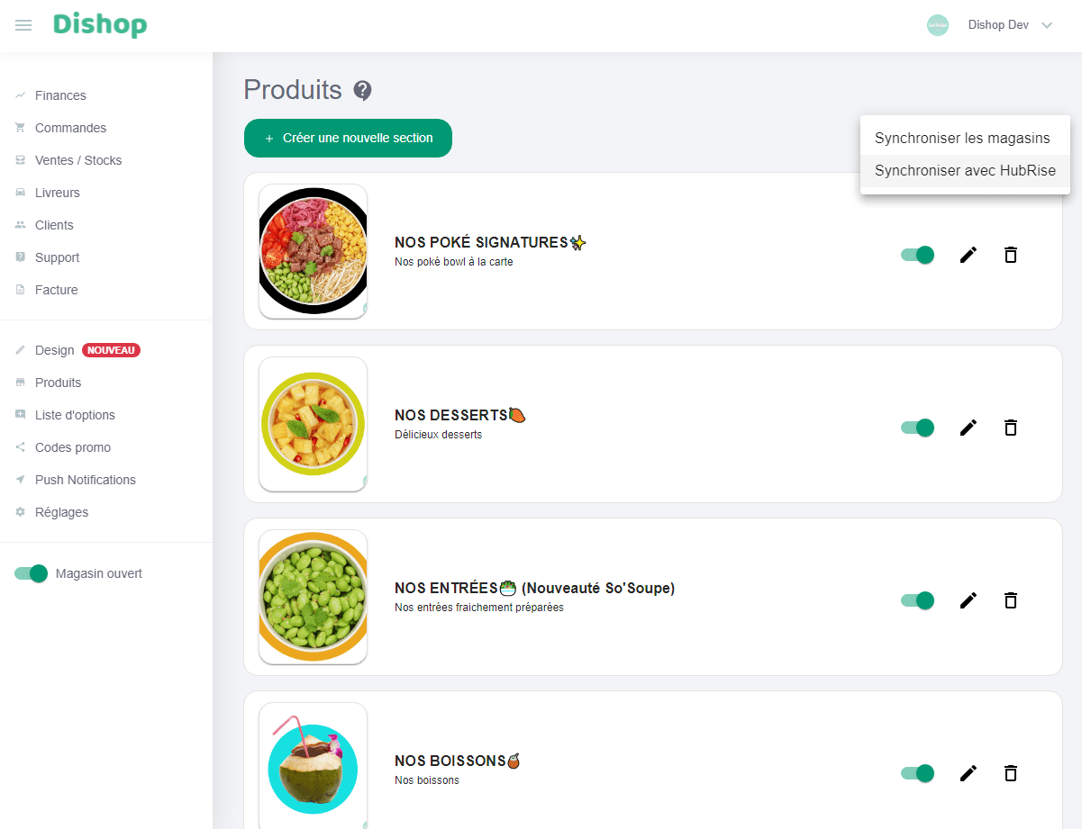 Importer le catalogue- Synchroniser catalogue