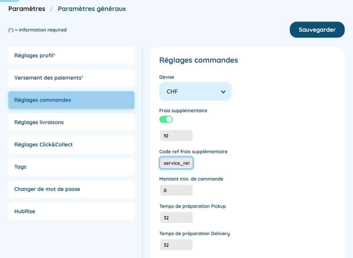 Associer les codes ref - Frais