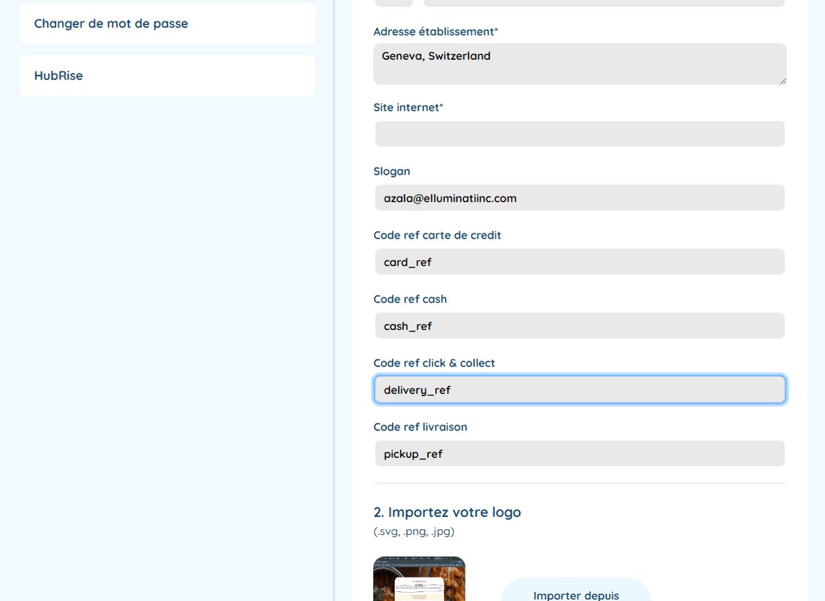 Associer les codes ref - Types de service