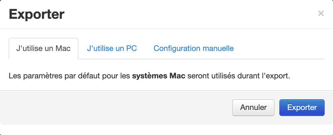 Choisir le système d'exploitation lors de l'exportation du catalogue dans Lightspeed