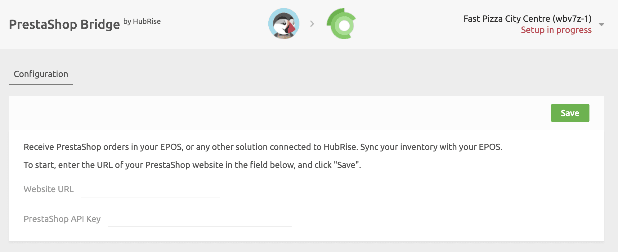 PrestaShop URL and API key