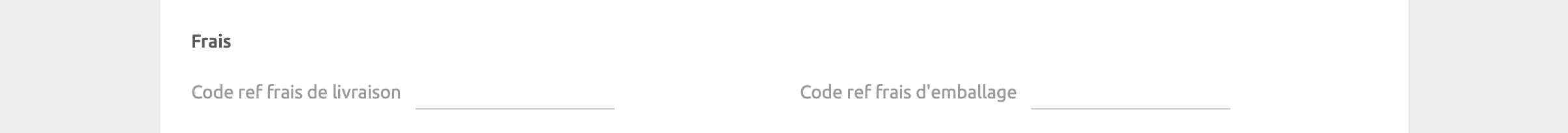 Page de configuration PrestaShop Bridge, Frais