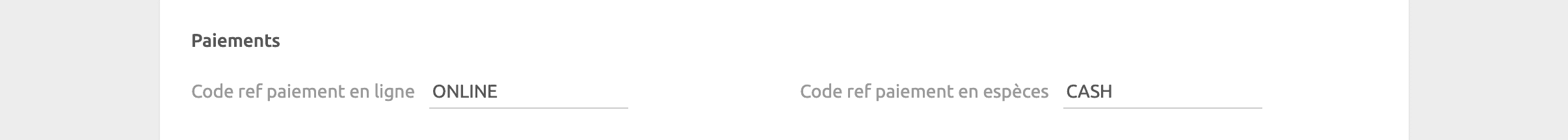 Page de configuration PrestaShop Bridge, Paiements