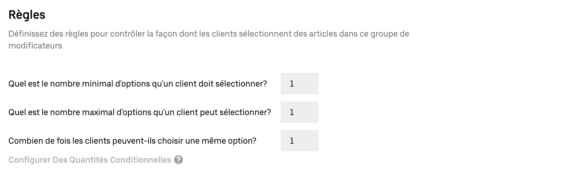 Règles des groupes de modificateurs