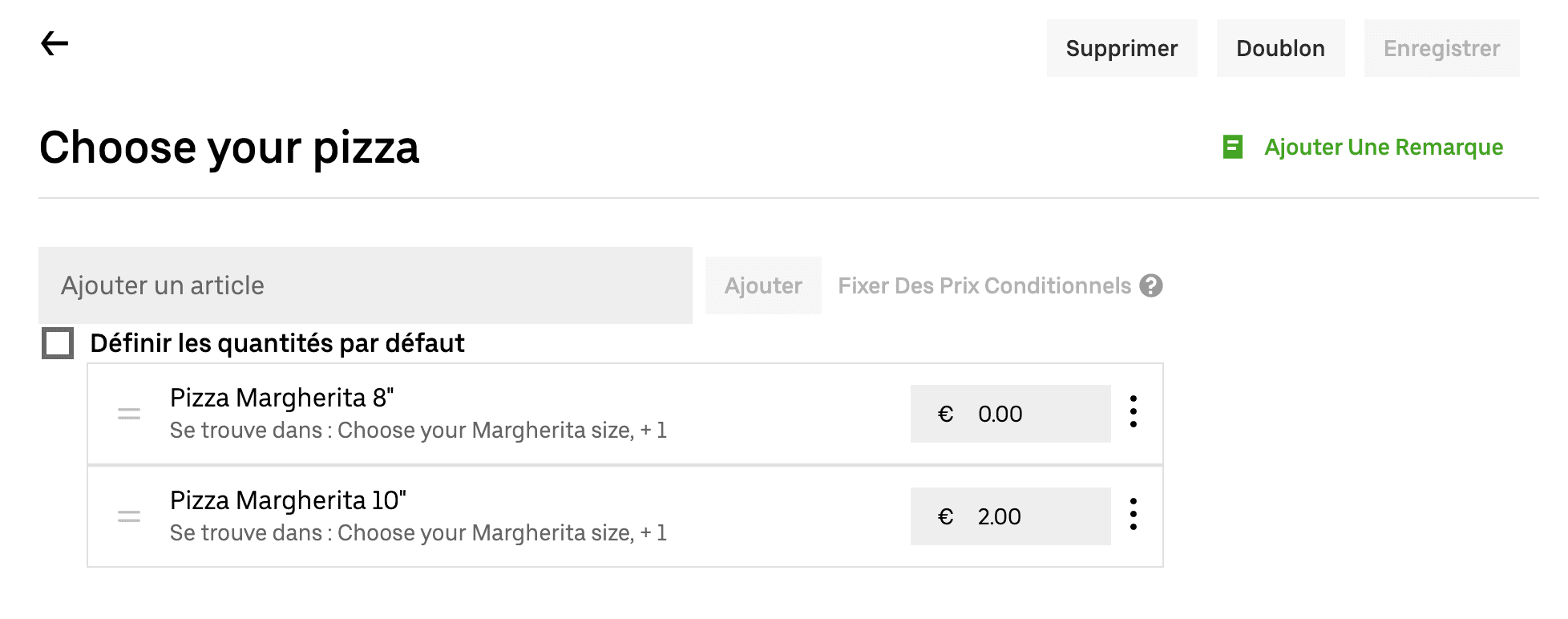 Nom du groupe de modificateurs et produits