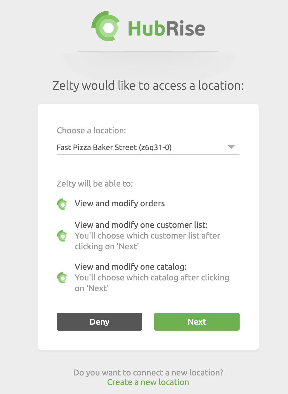 Connection to HubRise
