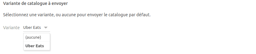 Variantes de catalogue dans la configuration du bridge